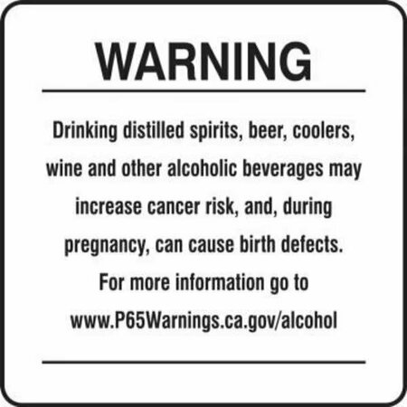 ACCUFORM PROP 65 ALCOHOLIC BEVERAGE MCAW341VS MCAW341VS